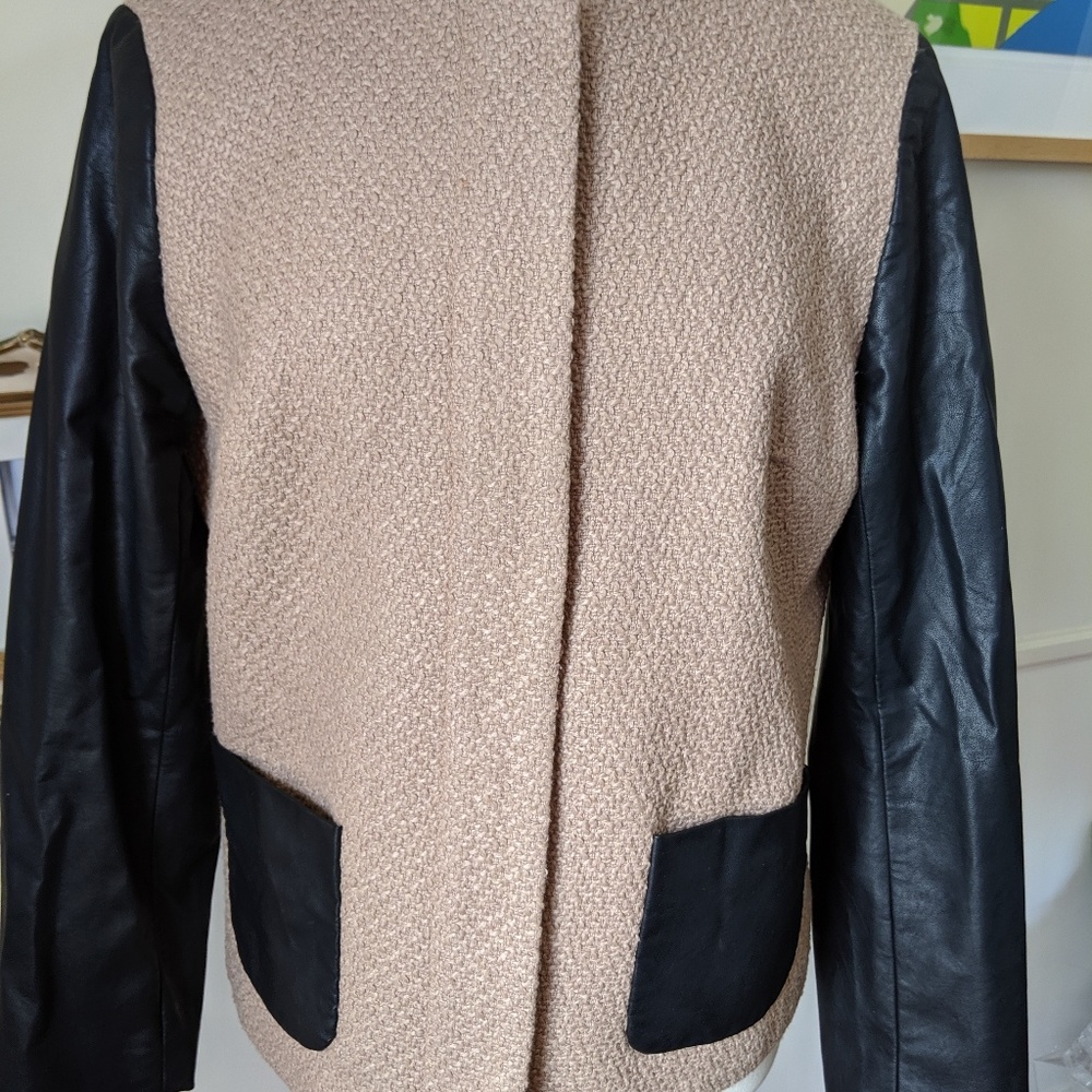 Talbots jacket. Tweed, faux leather, size 14